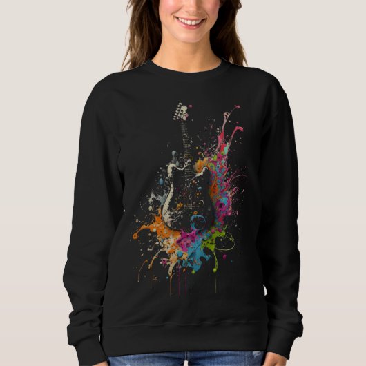 Electric Guitar Splash Guitarist Musician Retro Gu Sweatshirt (Vorderseite)