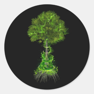 Electric Guitar Tree Life Gitarre Player Nature Gu Runder Aufkleber