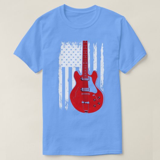 Electric Guitar US Flag Musician Gitarrist T-Shirt (Design vorne)