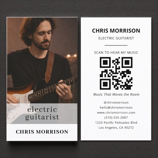 Electric Guitarist Musician QR Code Photo Visitenkarte