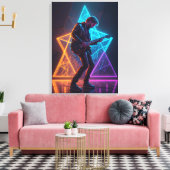 Electric Harmony Guitarist Abstract Neon  Leinwanddruck (Insitu (Wohnzimmer))