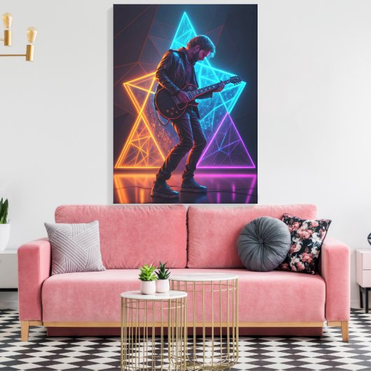 Electric Harmony Guitarist Abstract Neon  Leinwanddruck (Insitu (Wohnzimmer))