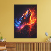 Electric Howl – Fire & Ice Wolf Canvas Print Leinwanddruck (Insitu (Wohnzimmer))