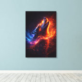 Electric Howl – Fire & Ice Wolf Canvas Print Leinwanddruck (Insitu (Holzboden))
