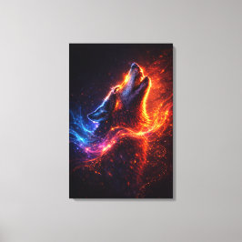 Electric Howl – Fire & Ice Wolf Leinwanddruck