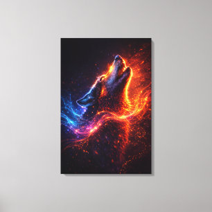 Electric Howl – Fire & Ice Wolf Leinwanddruck