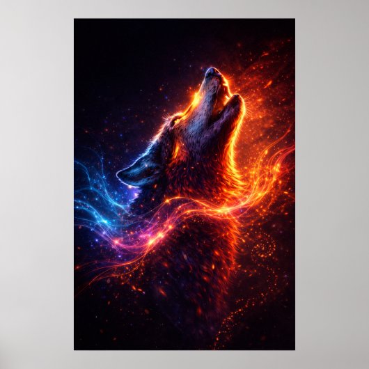 Electric Howl – Fire & Ice Wolf Poster (Vorne)