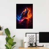 Electric Howl – Fire & Ice Wolf Poster (Heimbüro)