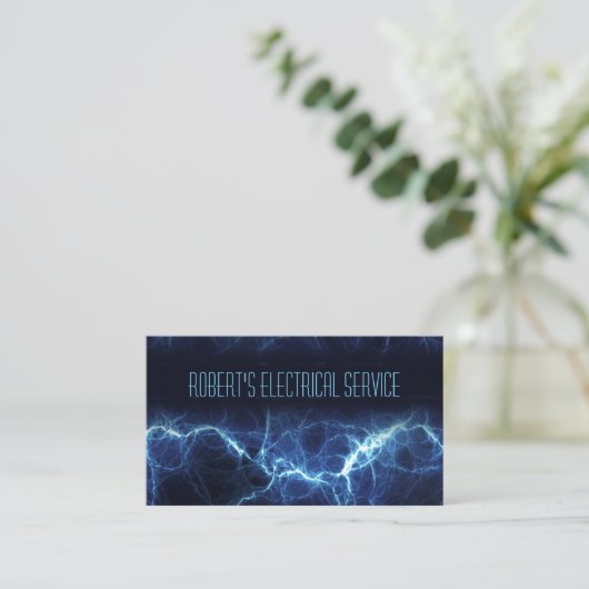 Electric Lightning Electrician Business Card Visitenkarte (Stehend Vorderseite)