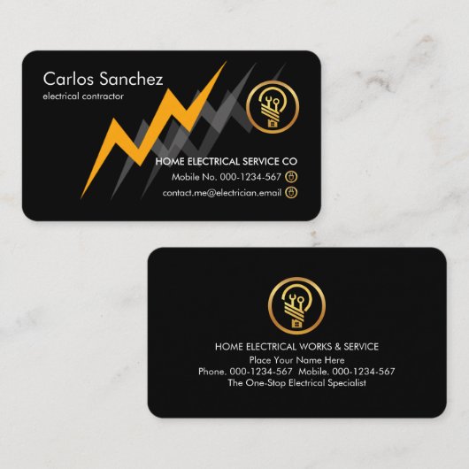 Electric Lightning Powers Electrician Visitenkarte (Vorne/Hinten)