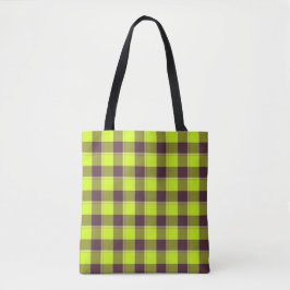 Electric Lime and Livid Brown Plaid Tasche