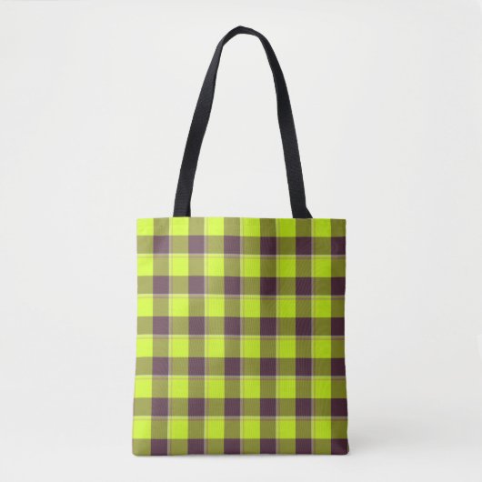 Electric Lime and Livid Brown Plaid Tasche (Vorderseite)
