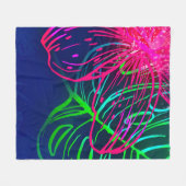 Electric Luau Tropical Night Neon Aloha Fleecedecke (Vorderseite (Horizontal))