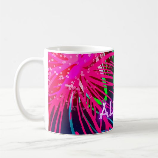 Electric Luau Tropical Night Neon Aloha Paradise Kaffeetasse (Links)
