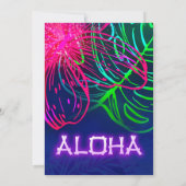 Electric Luau Tropical Night Neon Aloha Party Einladung (Rückseite)