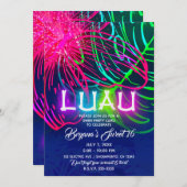 Electric Luau Tropical Night Neon Aloha Party Einladung (Vorne/Hinten)