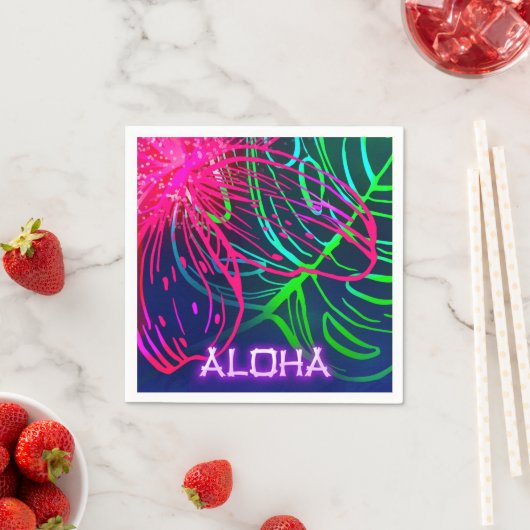 Electric Luau Tropical Night Neon Aloha Party Serviette (Beispiel)
