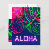 Electric Luau Tropical Night Neon Aloha Rett Date Ankündigungspostkarte (Vorne/Hinten)