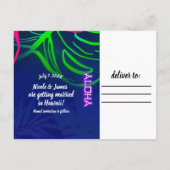 Electric Luau Tropical Night Neon Aloha Rett Date Ankündigungspostkarte (Rückseite)