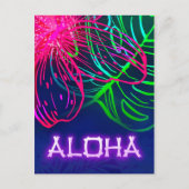 Electric Luau Tropical Night Neon Aloha Rett Date Ankündigungspostkarte (Vorderseite)