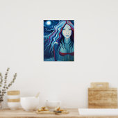 Electric Moon - Goddess/Fantasy Art Print Poster (Küche)