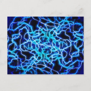 Electric Neon Aqua Blue Aquamarin Lightning Postkarte