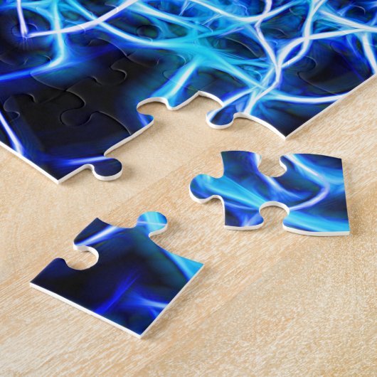 Electric Neon Aqua Blue Aquamarin Lightning Puzzle (Seite)