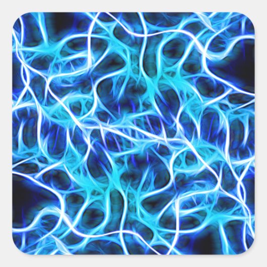 Electric Neon Aqua Blue Aquamarin Lightning Quadratischer Aufkleber (Vorderseite)