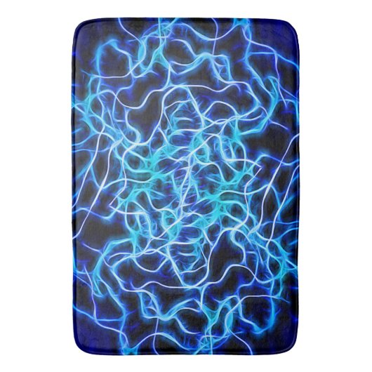 Electric Neon Blue Tesla Coil Lightning Badematte (Vorderseite Vertikal)