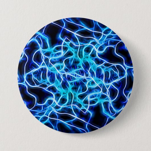 Electric Neon Blue Tesla Coil Lightning Button (Vorderseite)