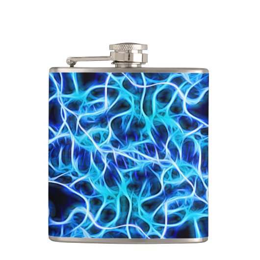 Electric Neon Blue Tesla Coil Lightning Flachmann (Vorderseite)