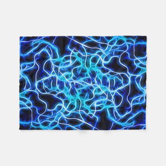 Electric Neon Blue Tesla Coil Lightning Fleecedecke (Vorderseite (Horizontal))