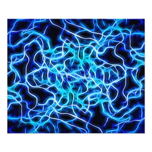 Electric Neon Blue Tesla Coil Lightning Fotodruck (Vorne)