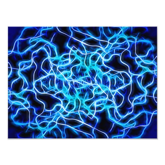 Electric Neon Blue Tesla Coil Lightning Fotodruck (Vorne)