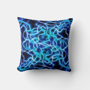 Electric Neon Blue Tesla Coil Lightning Kissen
