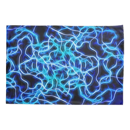 Electric Neon Blue Tesla Coil Lightning Kissenbezug (Rückseite)