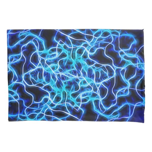 Electric Neon Blue Tesla Coil Lightning Kissenbezug (Vorderseite)