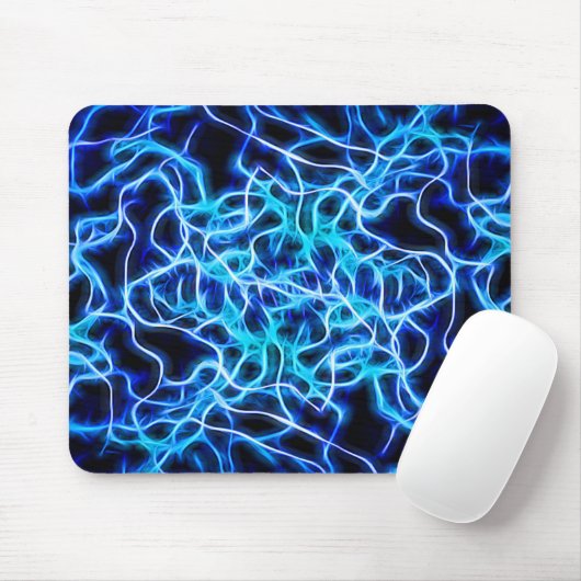Electric Neon Blue Tesla Coil Lightning Mousepad (Mit Mouse)