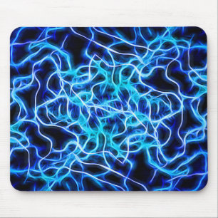 Electric Neon Blue Tesla Coil Lightning Mousepad
