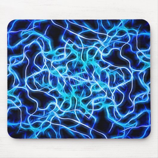 Electric Neon Blue Tesla Coil Lightning Mousepad (Vorne)