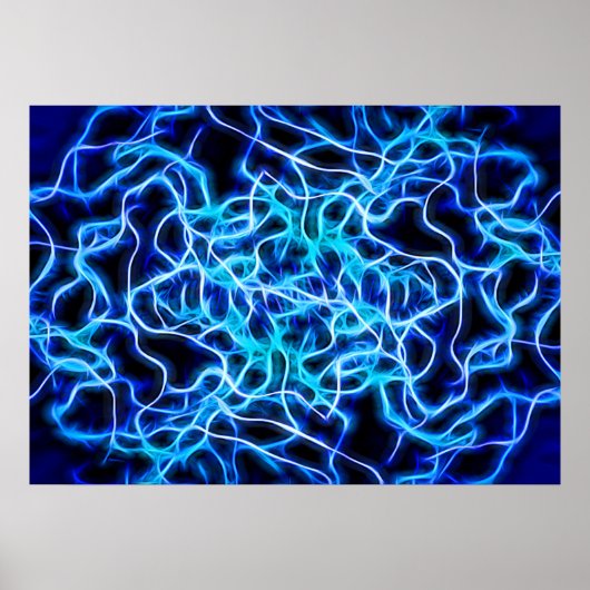Electric Neon Blue Tesla Coil Lightning Poster (Vorne)