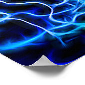 Electric Neon Blue Tesla Coil Lightning Poster (Ecke)