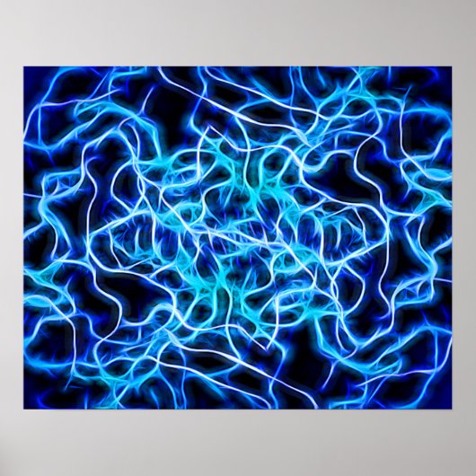 Electric Neon Blue Tesla Coil Lightning Poster (Vorne)