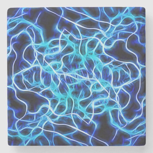 Electric Neon Blue Tesla Coil Lightning Steinuntersetzer (Vorderseite)