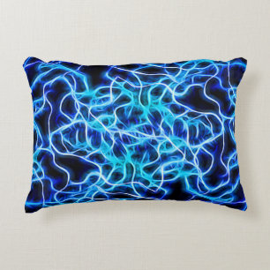 Electric Neon Blue Tesla Coil Lightning Zierkissen