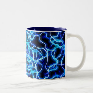 Electric Neon Blue Tesla Coil Lightning Zweifarbige Tasse