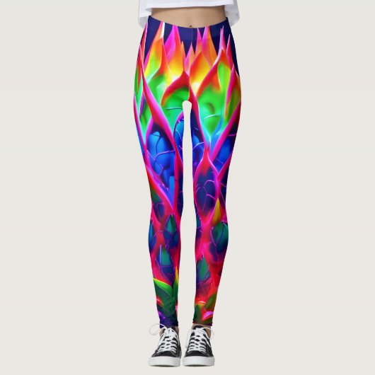Electric Neon Dragon Fruit Leggings (Vorderseite)