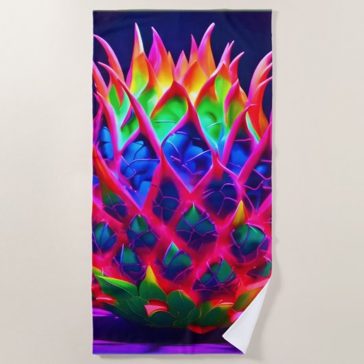 Electric Neon Dragon Fruit Strandtuch (Vorderseite)