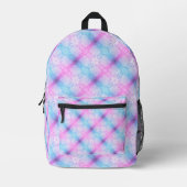 Electric Neon Pink Blue Pastel Trans Pride Plaid Bedruckter Rucksack (Vorderseite)