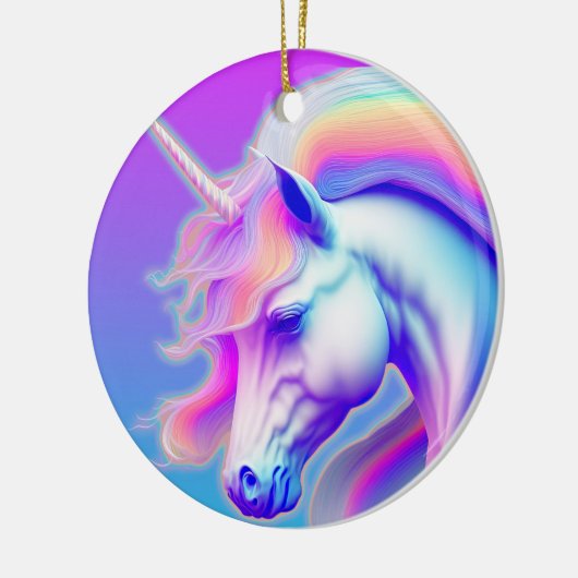 Electric Neon Unicorn add Magical Name Keramik Ornament (Links)